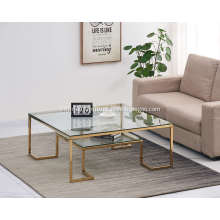 two-tier glass sofa table